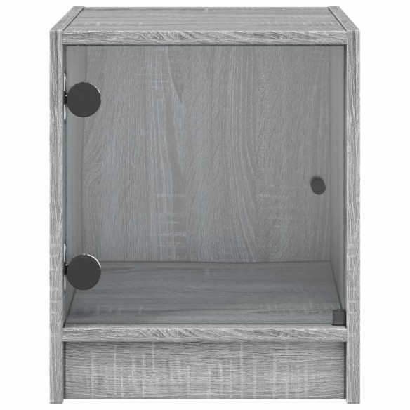 Table de chevet avec porte en verre sonoma gris 35x37x42 cm