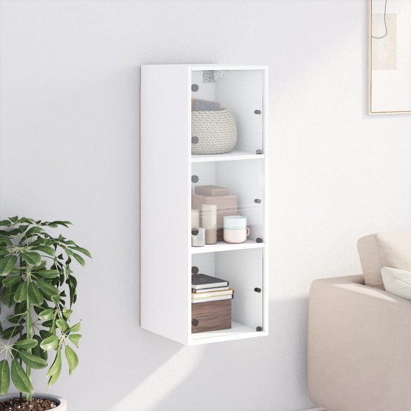 Armoire murale avec portes en verre blanc 35x37x100 cm