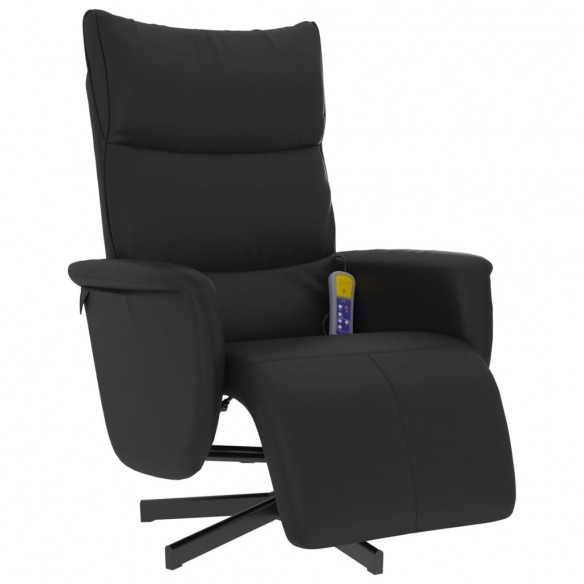 Fauteuil inclinable de massage repose-pieds noir similicuir