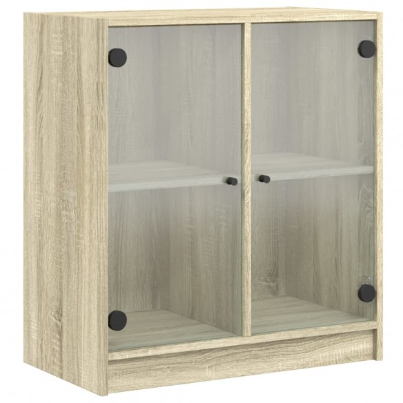 Armoire latérale avec portes en verre chêne sonoma 68x37x75,5cm