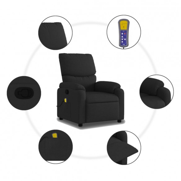 Fauteuil de massage inclinable Noir Tissu