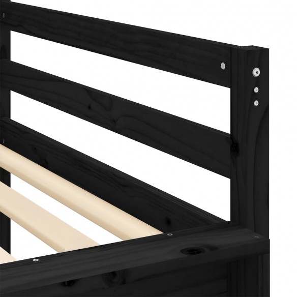 Lit mezzanine enfants avec tour blanc/noir 90x190 cm pin massif