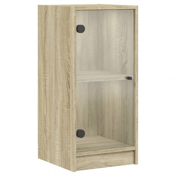 Armoire latérale avec portes en verre chêne sonoma 35x37x75,5cm