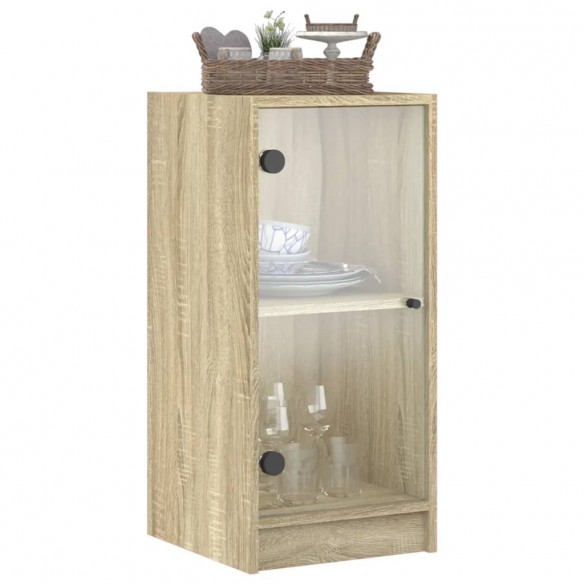 Armoire latérale avec portes en verre chêne sonoma 35x37x75,5cm