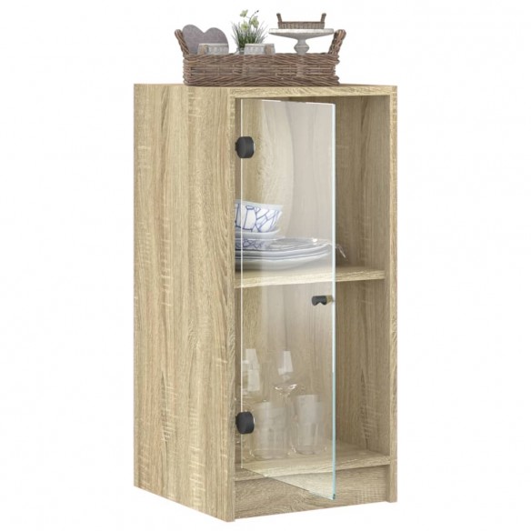 Armoire latérale avec portes en verre chêne sonoma 35x37x75,5cm