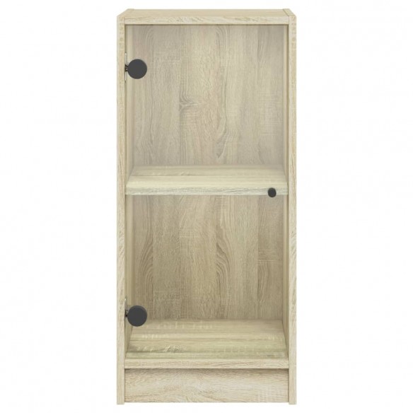 Armoire latérale avec portes en verre chêne sonoma 35x37x75,5cm