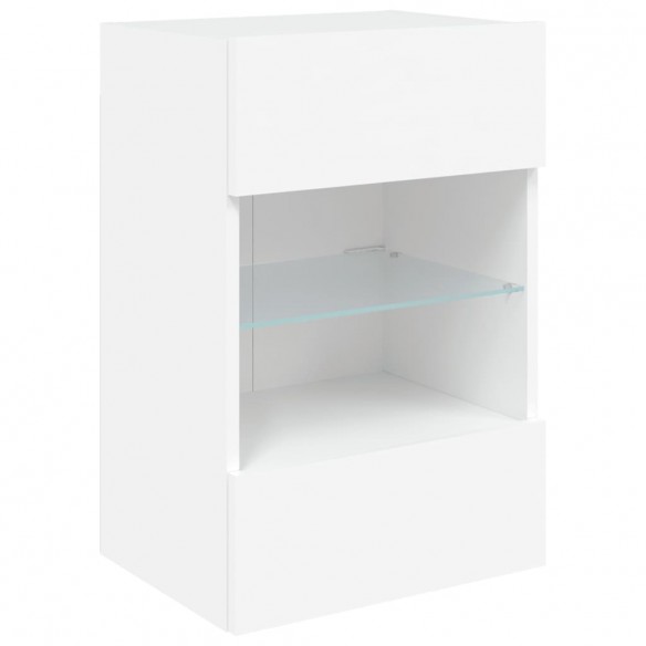 Meubles TV muraux avec lumières LED 2 pcs blanc 40x30x60,5 cm