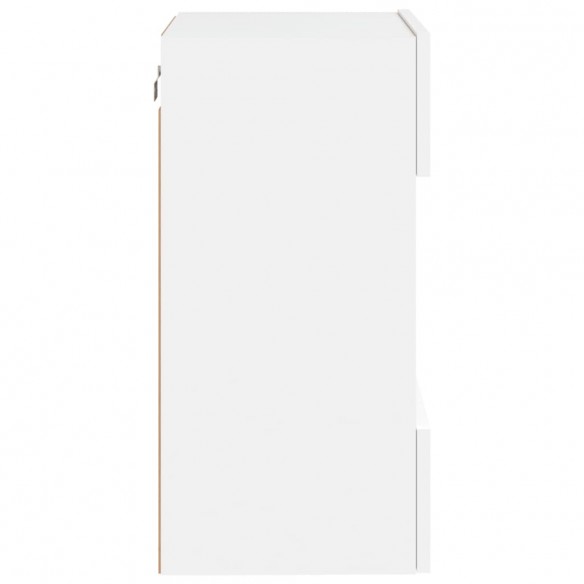 Meubles TV muraux avec lumières LED 2 pcs blanc 40x30x60,5 cm