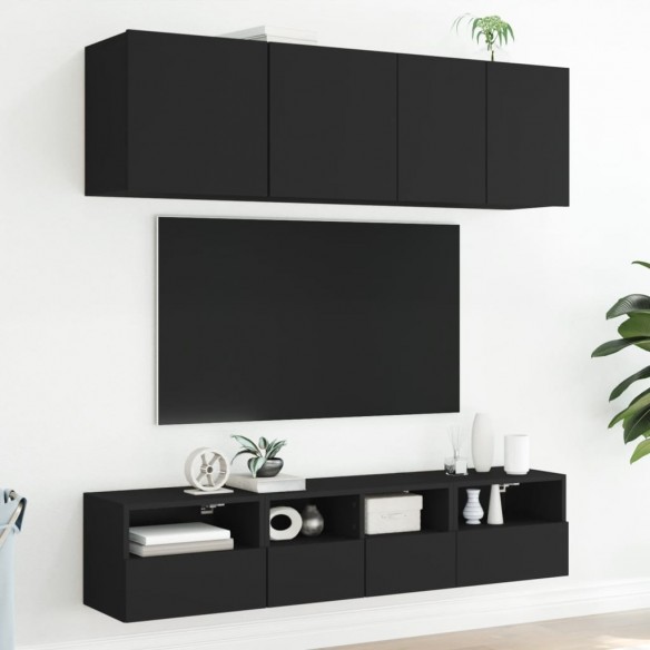 Meubles TV muraux 2 pcs noir 40x30x30 cm bois d'ingénierie