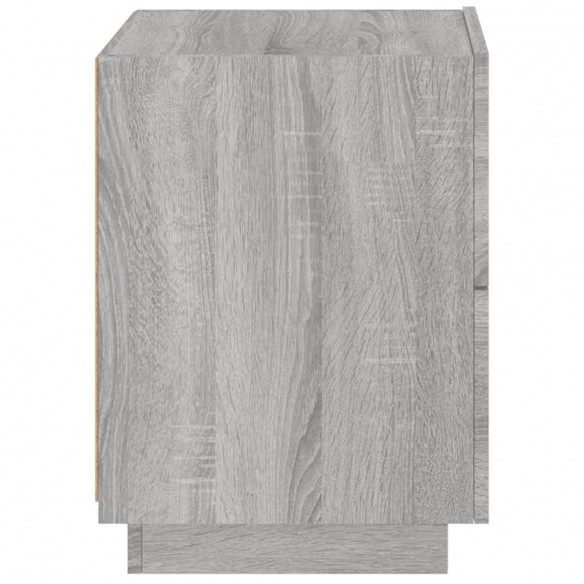 Armoire de chevet et lumières LED sonoma gris bois d'ingénierie