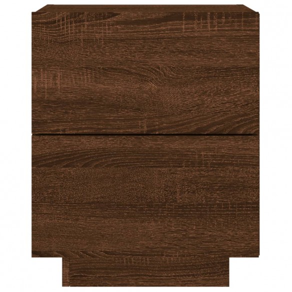 Armoire de chevet et lumières LED chêne marron bois ingénierie