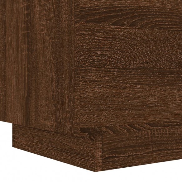 Armoire de chevet et lumières LED chêne marron bois ingénierie