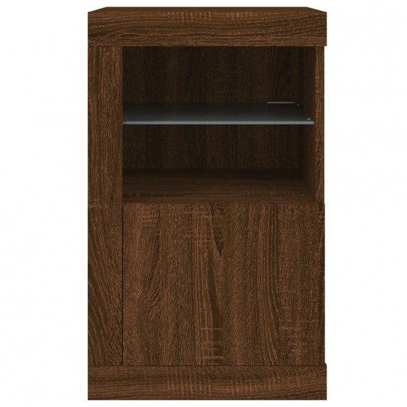 Armoire latérale avec lumières LED chêne marron bois ingénierie