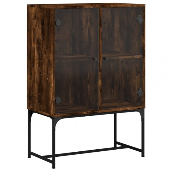 Armoire latérale avec portes en verre chêne fumé 69x37x100 cm