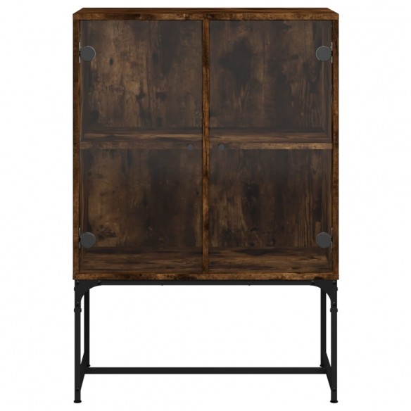 Armoire latérale avec portes en verre chêne fumé 69x37x100 cm