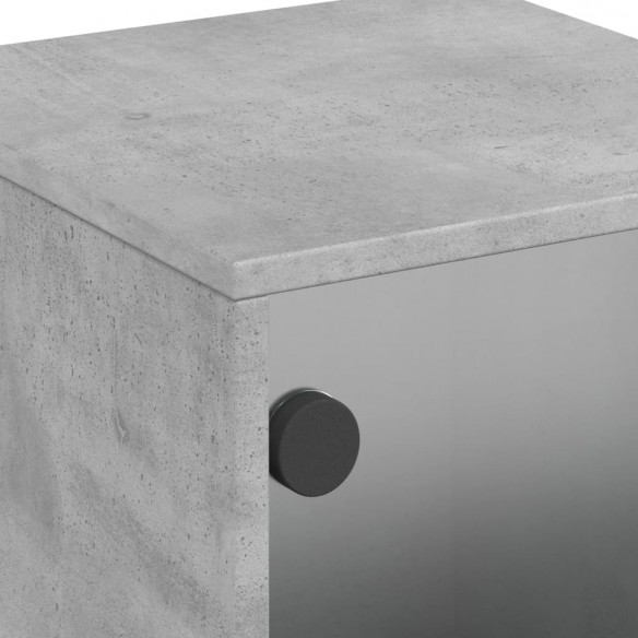 Tables de chevet et portes vitrées 2 pcs gris béton 35x37x50 cm