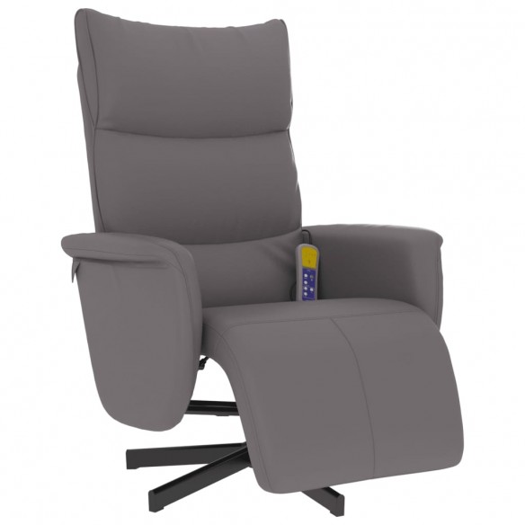 Fauteuil inclinable de massage repose-pieds gris similicuir