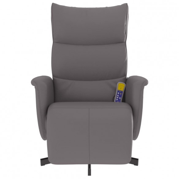 Fauteuil inclinable de massage repose-pieds gris similicuir