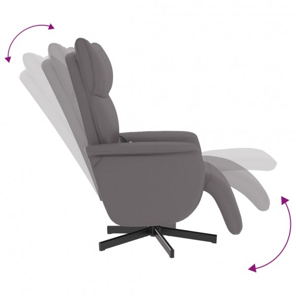 Fauteuil inclinable de massage repose-pieds gris similicuir