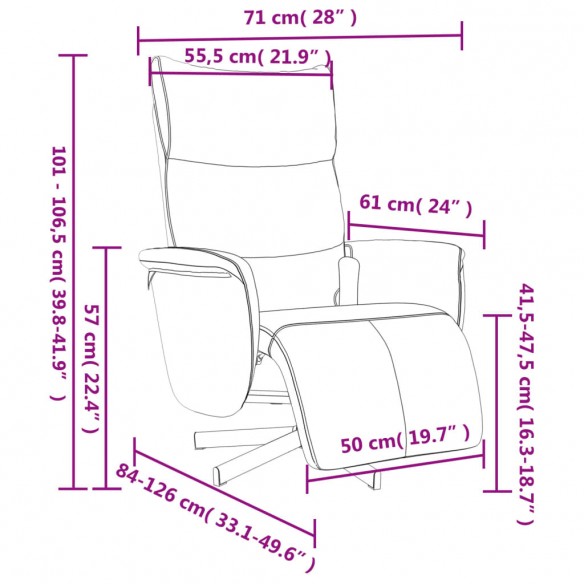 Fauteuil inclinable de massage repose-pieds gris similicuir