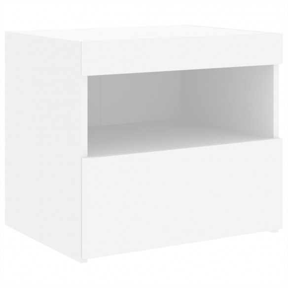 Tables de chevet avec lumières LED 2 pcs blanc 50x40x45 cm