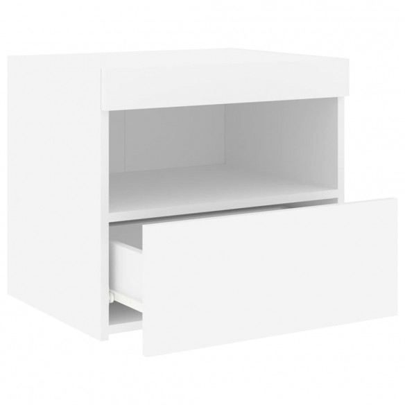 Tables de chevet avec lumières LED 2 pcs blanc 50x40x45 cm