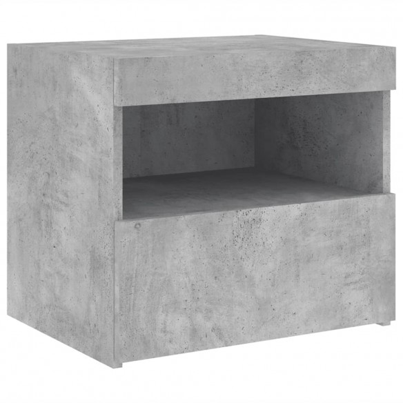 Tables de chevet avec lumières LED 2 pcs gris béton 50x40x45 cm