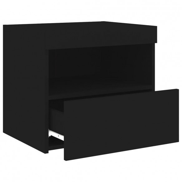 Tables de chevet avec lumières LED 2 pcs noir 50x40x45 cm