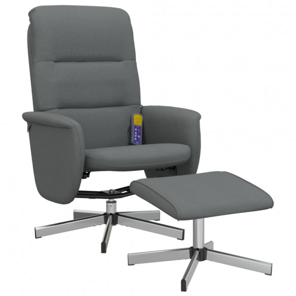 Fauteuil de massage inclinable et repose-pieds gris foncé tissu