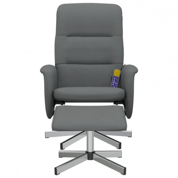 Fauteuil de massage inclinable et repose-pieds gris foncé tissu