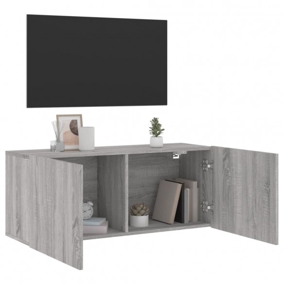 Meuble TV mural sonoma gris 100x30x41 cm