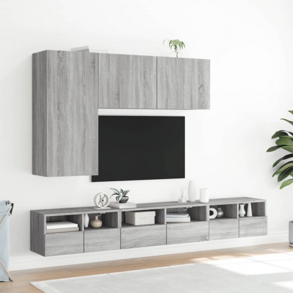 Meuble TV mural sonoma gris 100x30x41 cm