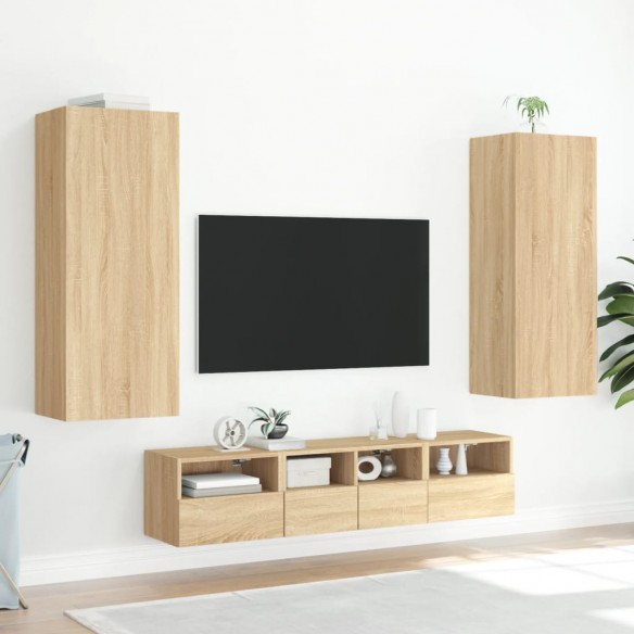 Meuble TV mural chêne sonoma 40,5x30x102 cm bois d'ingénierie