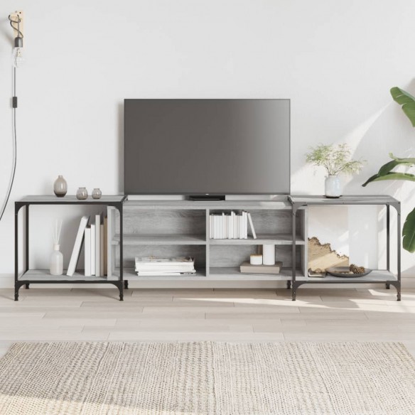 Meuble TV sonoma gris 203x37x50 cm Bois d'ingénierie