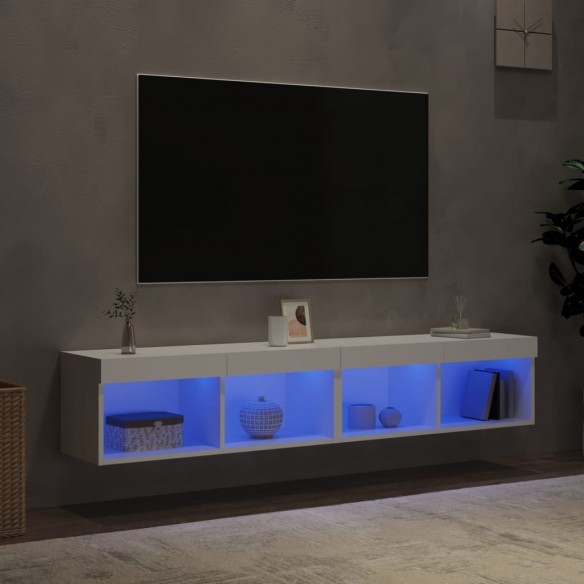 Meubles TV avec lumières LED 2 pcs blanc 80x30x30 cm