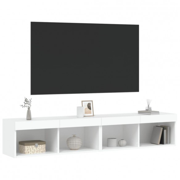 Meubles TV avec lumières LED 2 pcs blanc 80x30x30 cm