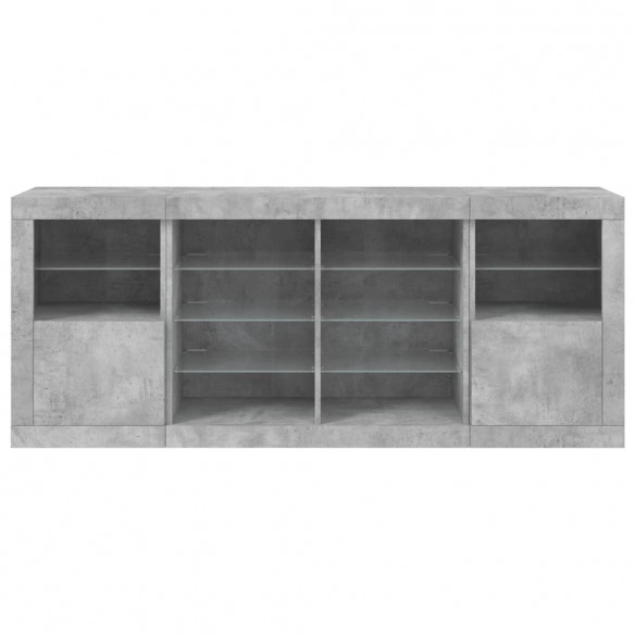 Buffet avec lumières LED gris béton 163x37x67 cm