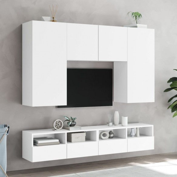 Meubles TV muraux 2 pcs blanc 100x30x30 cm bois d'ingénierie