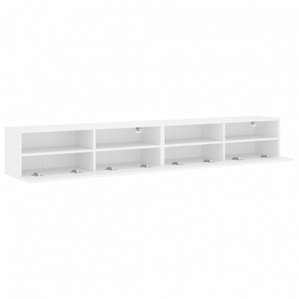 Meubles TV muraux 2 pcs blanc 100x30x30 cm bois d'ingénierie