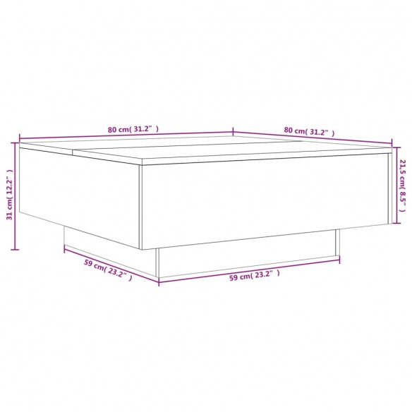 Table basse gris béton 80x80x31 cm bois d'ingénierie