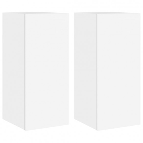 Meubles TV muraux avec lumières LED 2 pcs blanc 30,5x35x70 cm