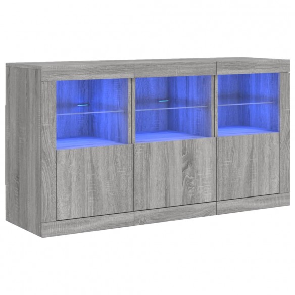 Buffet avec lumières LED sonoma gris 123x37x67 cm