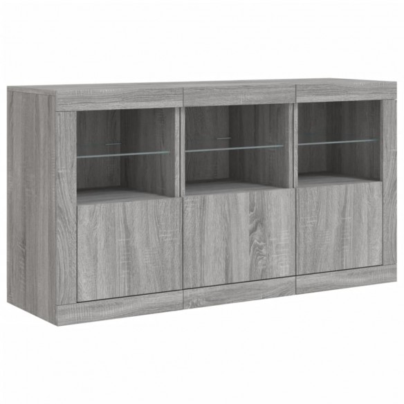 Buffet avec lumières LED sonoma gris 123x37x67 cm