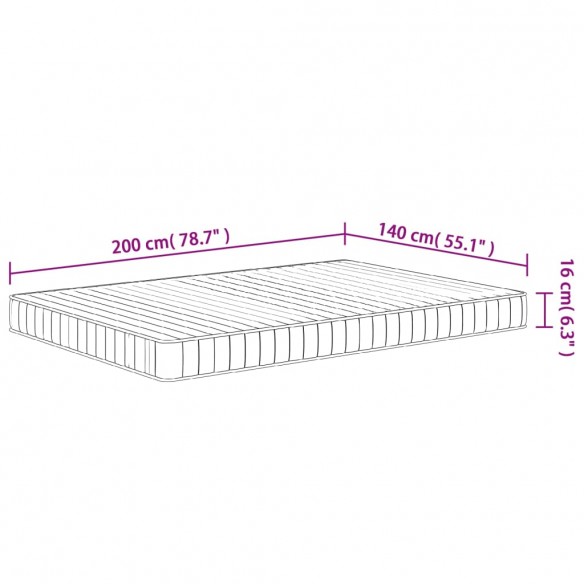 Matelas en mousse moyennement doux 140x200 cm