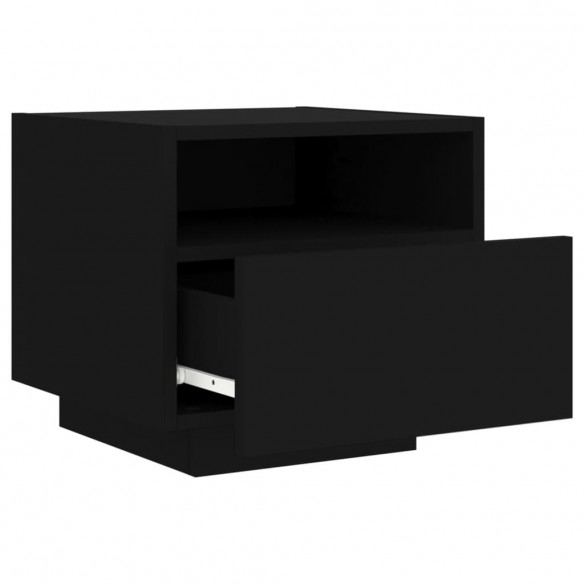 Armoires de chevet avec lumières LED 2 pcs noir 40x39x37 cm