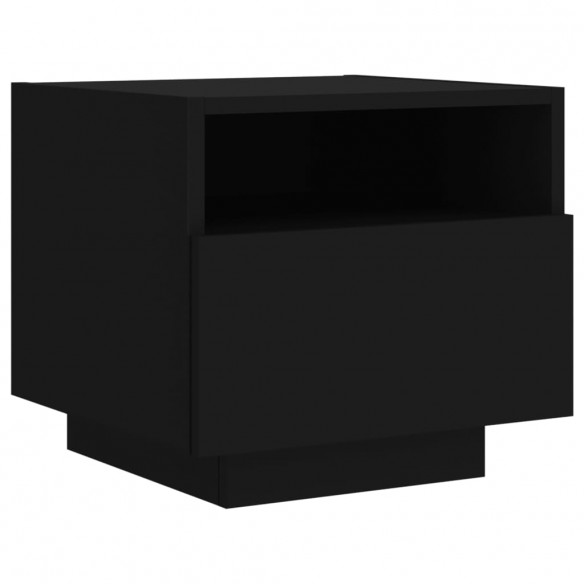 Armoires de chevet avec lumières LED 2 pcs noir 40x39x37 cm