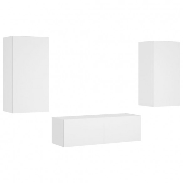 Meuble TV muraux 3 pcs avec lumières LED blanc