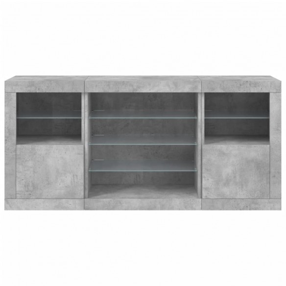 Buffet avec lumières LED gris béton 142,5x37x67 cm