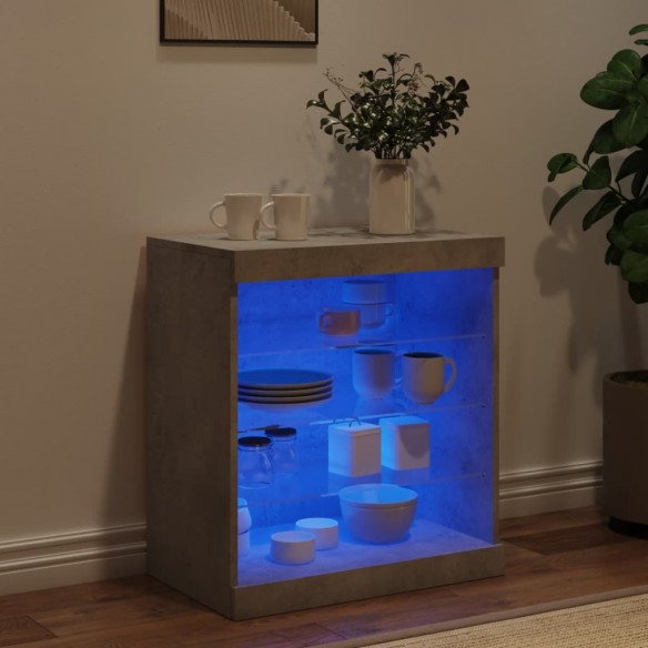 Buffet avec lumières LED gris béton 60,5x37x67 cm