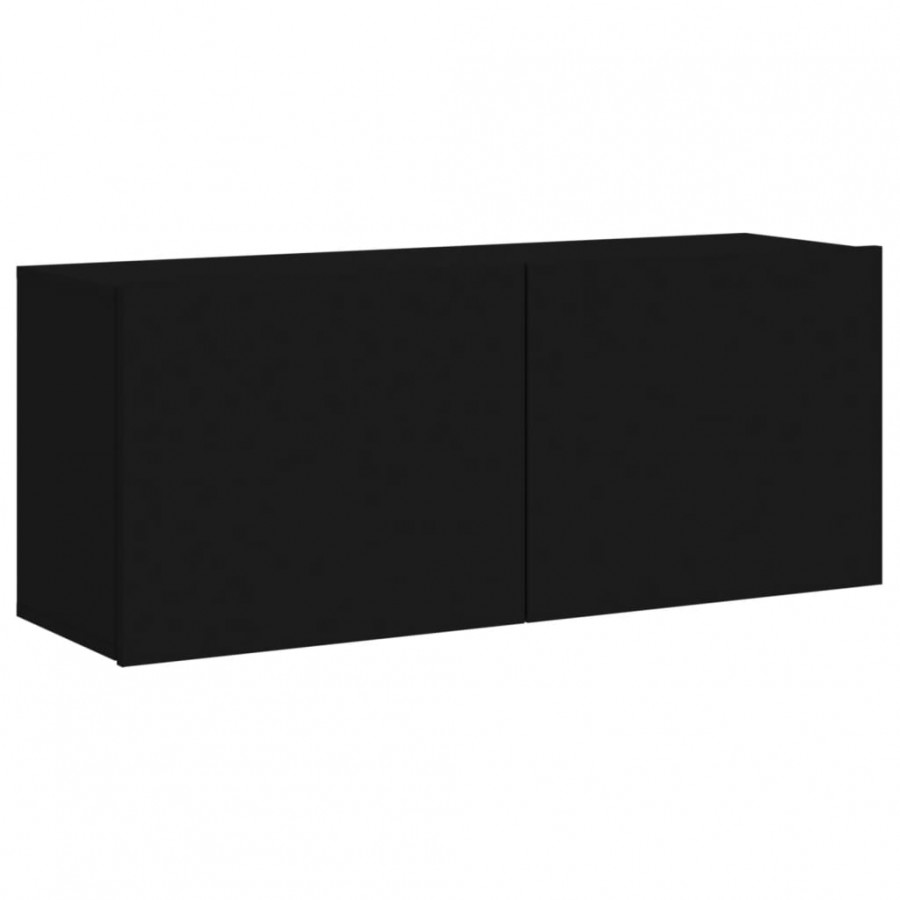 Unités murales TV 4 pcs noir bois d'ingénierie